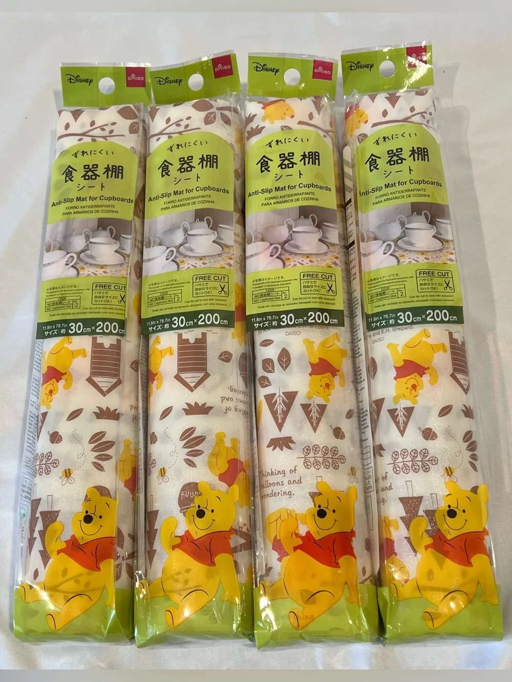 Disney Winnie the Pooh Daiso Shelf Liner Set of 4 NWT